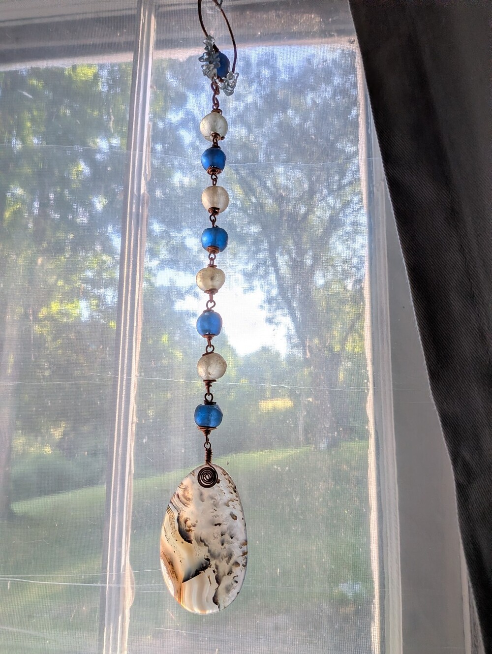 Artisan Sea Glass Home Decor- Plant Ornament, Garden/Patio Art